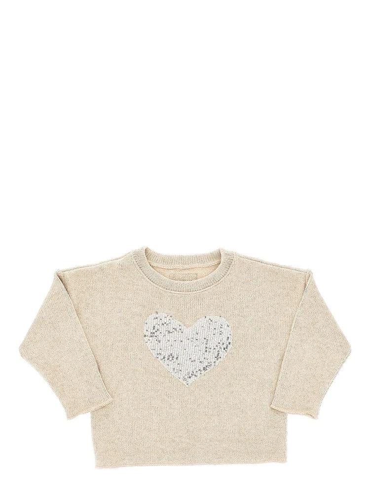 Sequinned heart cotton-blend sweater