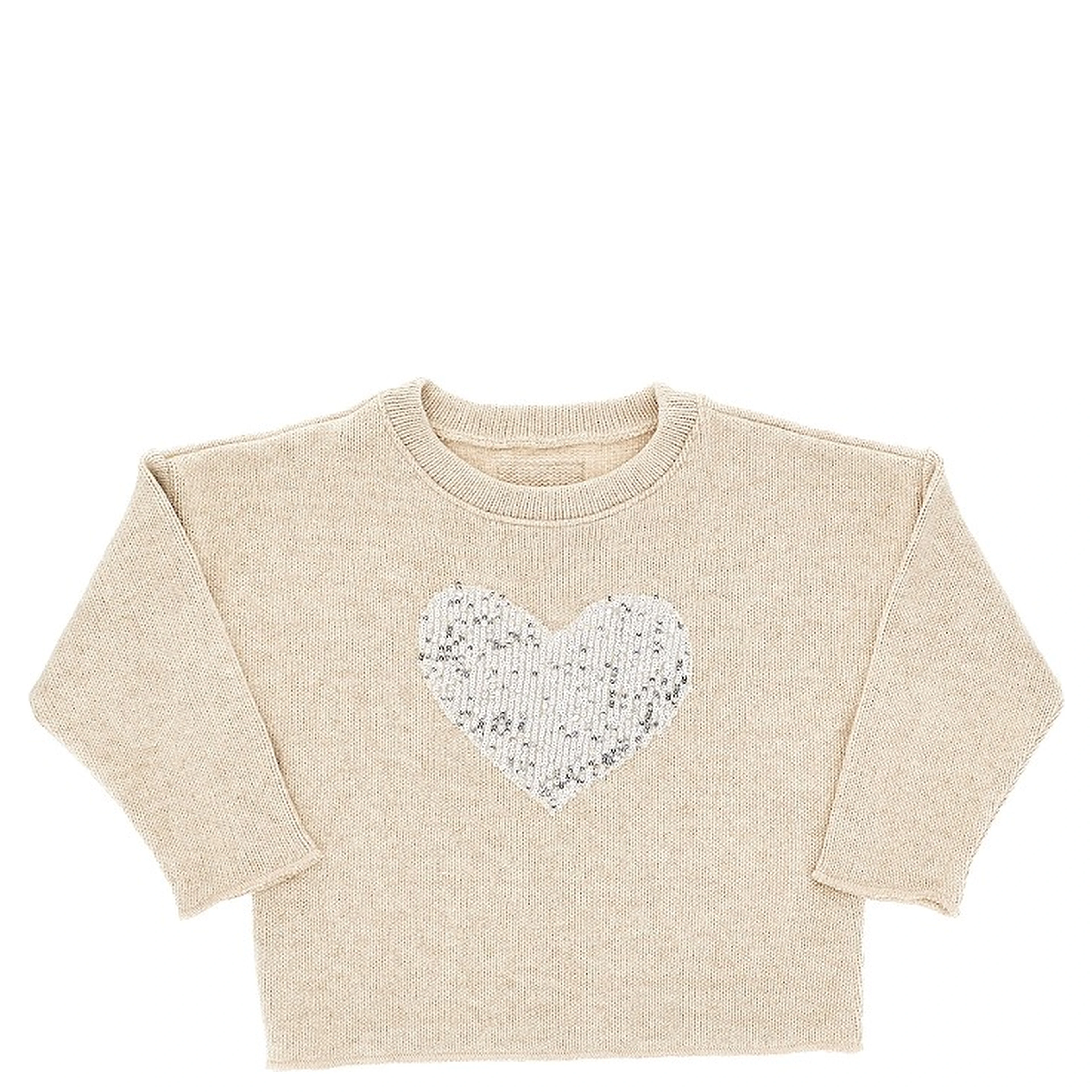 Sequinned heart cotton-blend sweater