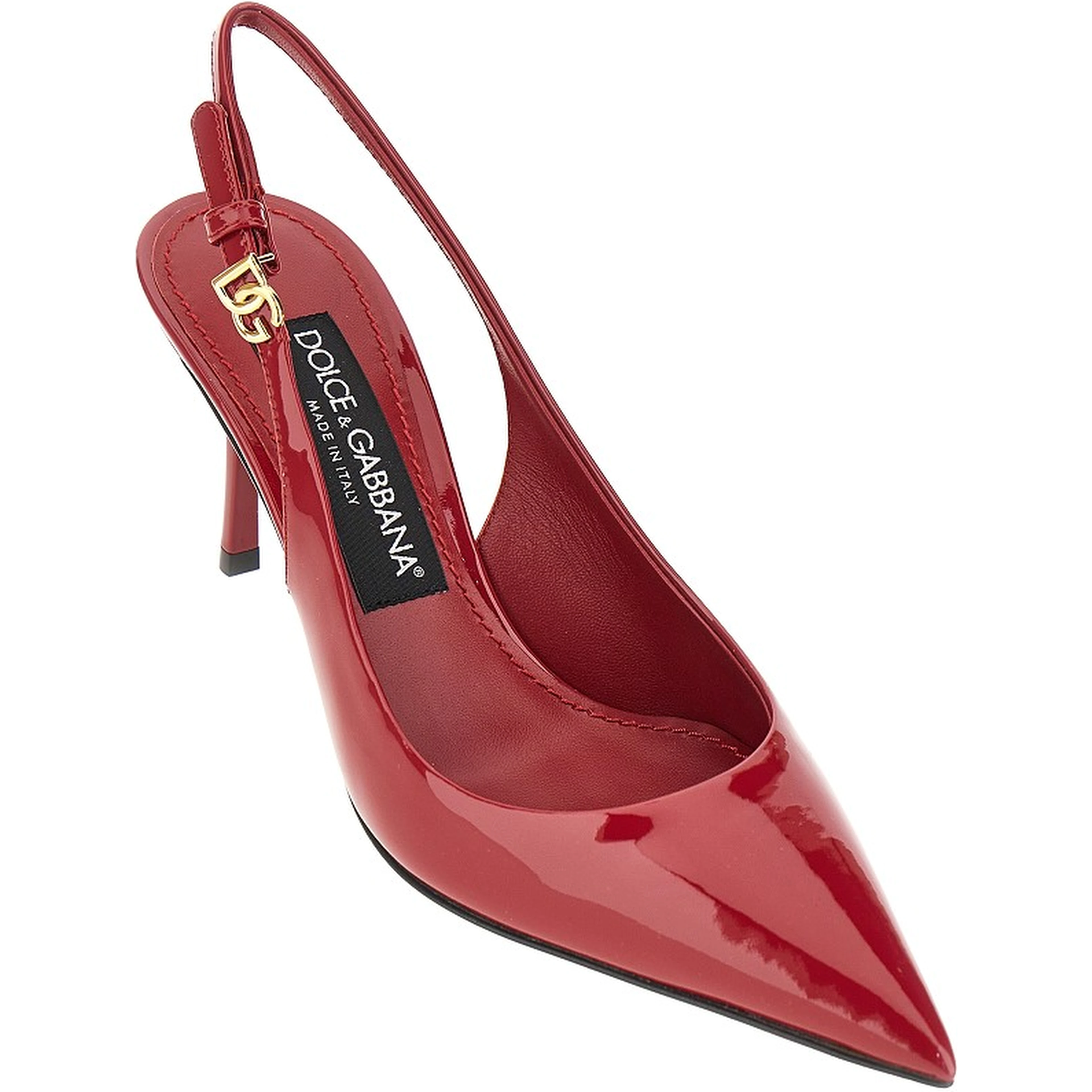 Patent leather slingback pumps