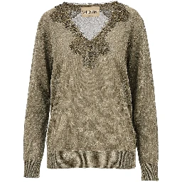 Lurex sweater with lace
