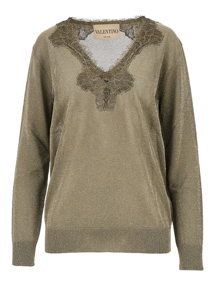 Lurex sweater with lace
