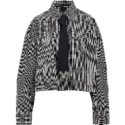 Check cropped shirt with necktie