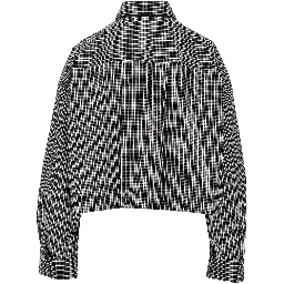 Check cropped shirt with necktie