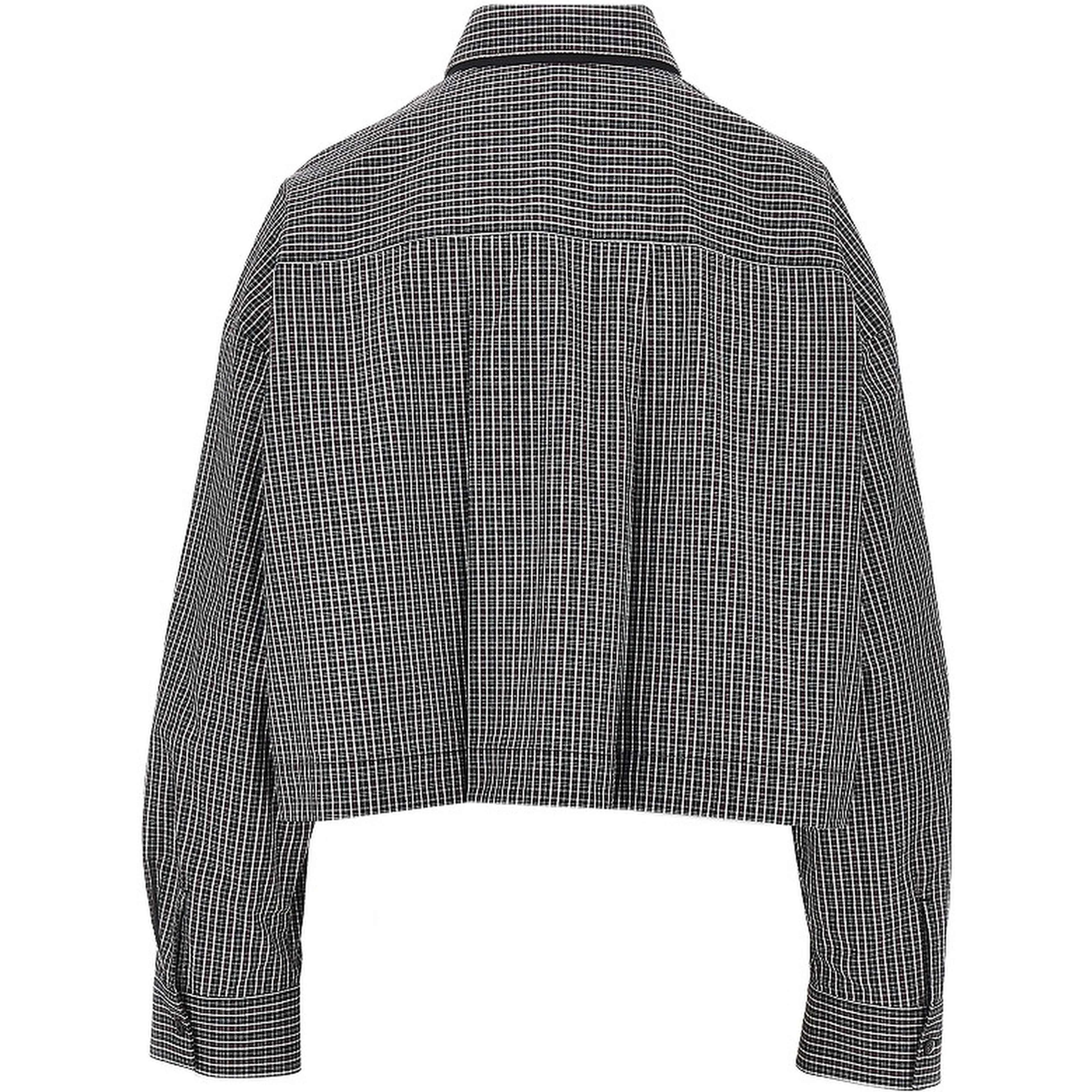 Check cropped shirt with necktie