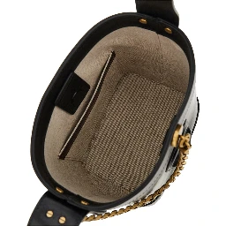 Leather bucket bag with Medusa patch