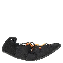 Nylon and suede leather laced ballerinas