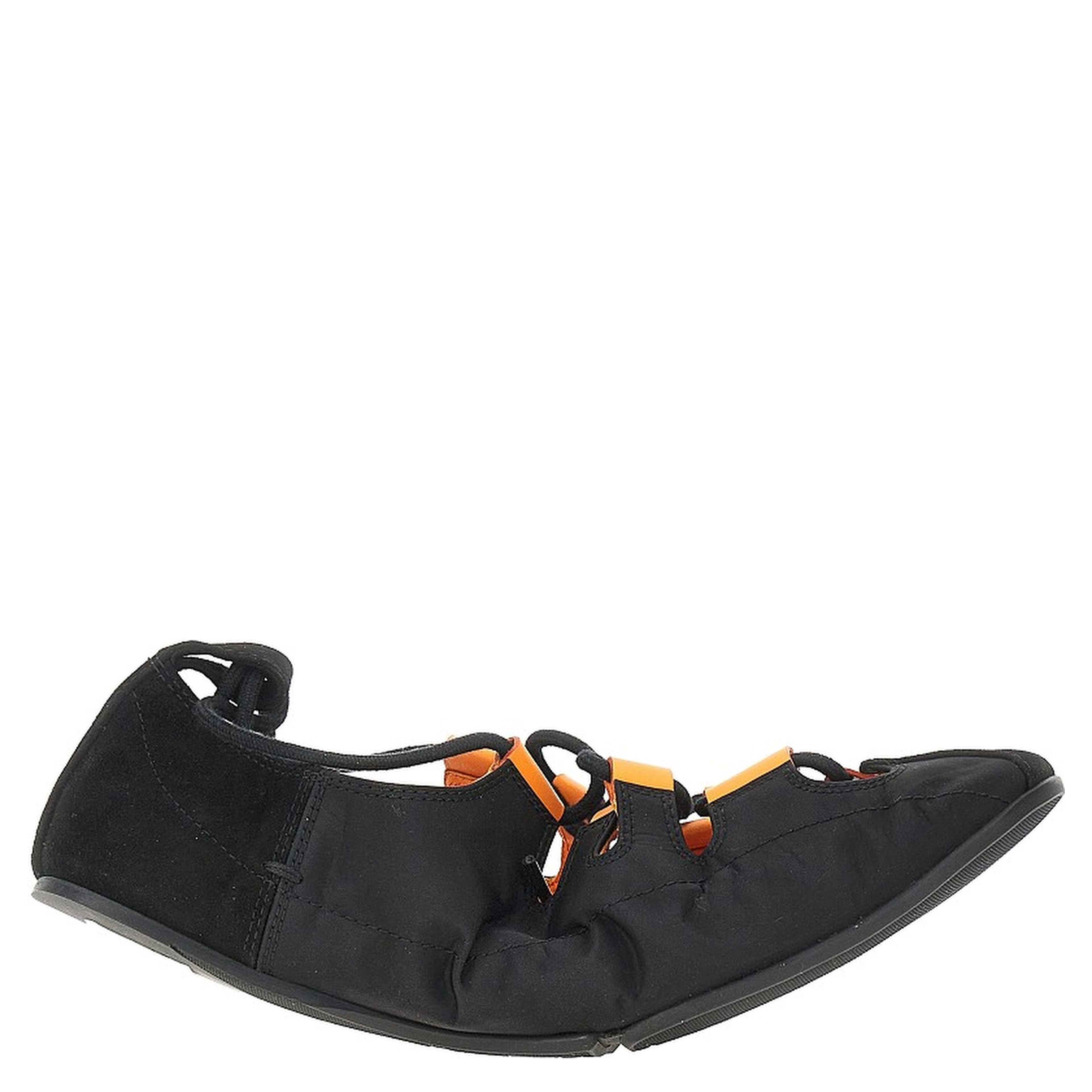 Nylon and suede leather laced ballerinas