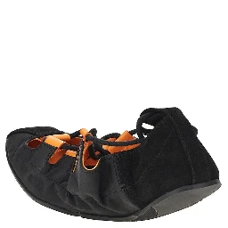 Nylon and suede leather laced ballerinas