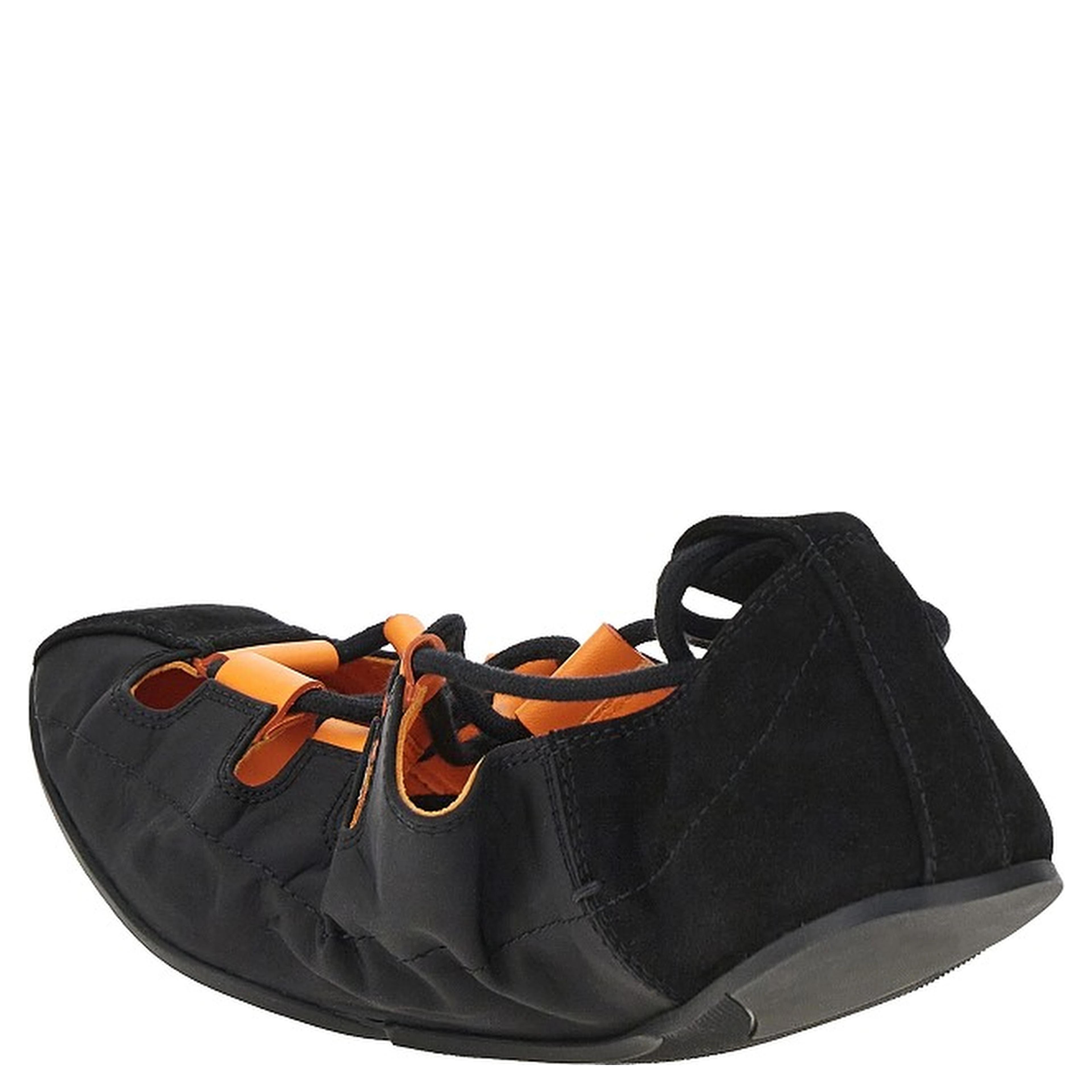 Nylon and suede leather laced ballerinas