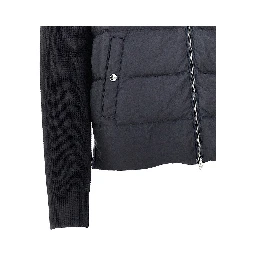 Padded nylon and wool cardigan