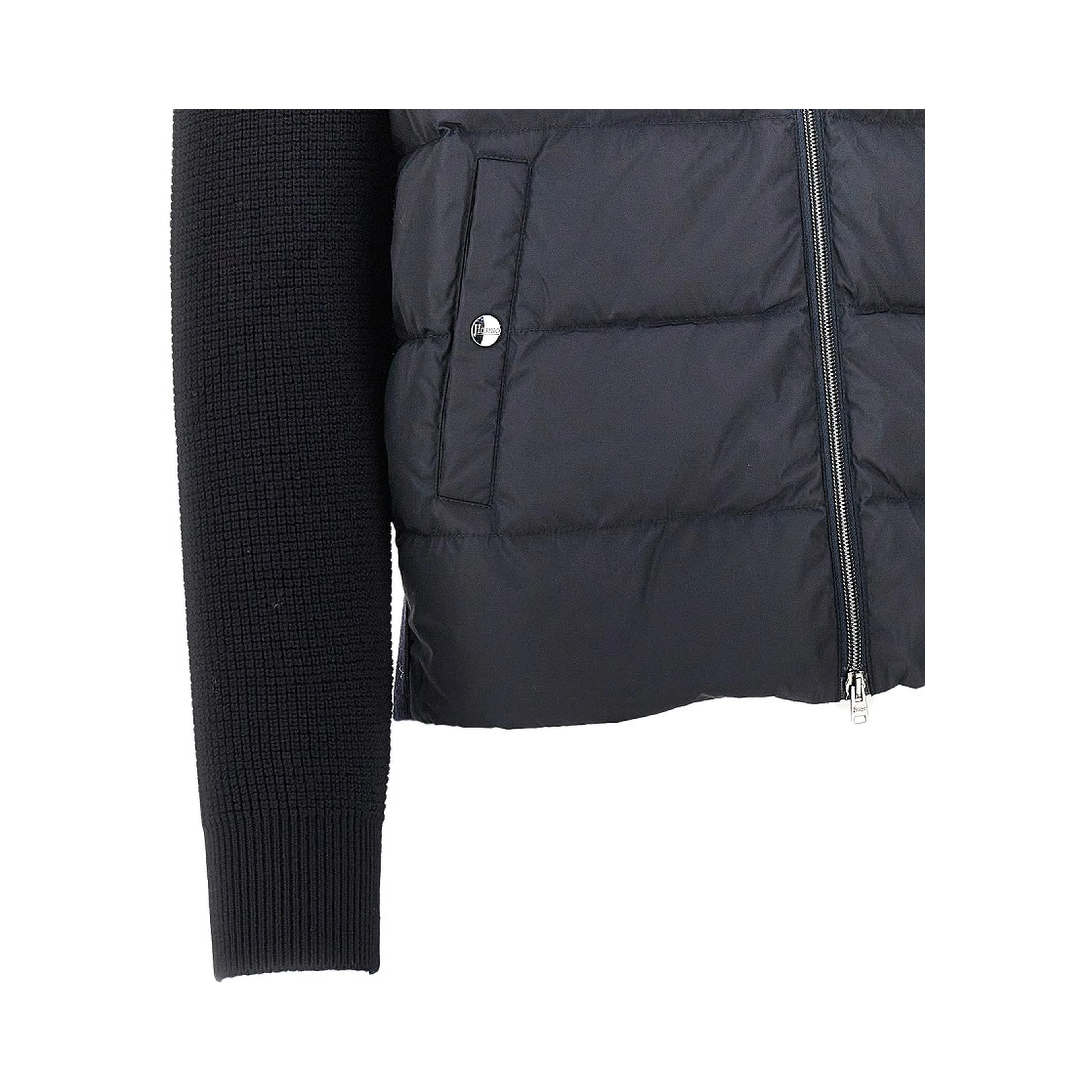 Padded nylon and wool cardigan
