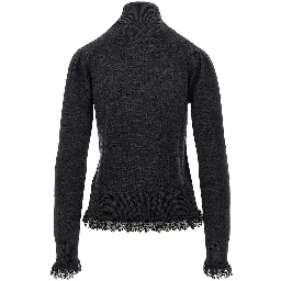 Merino wool sweater with lace trimming