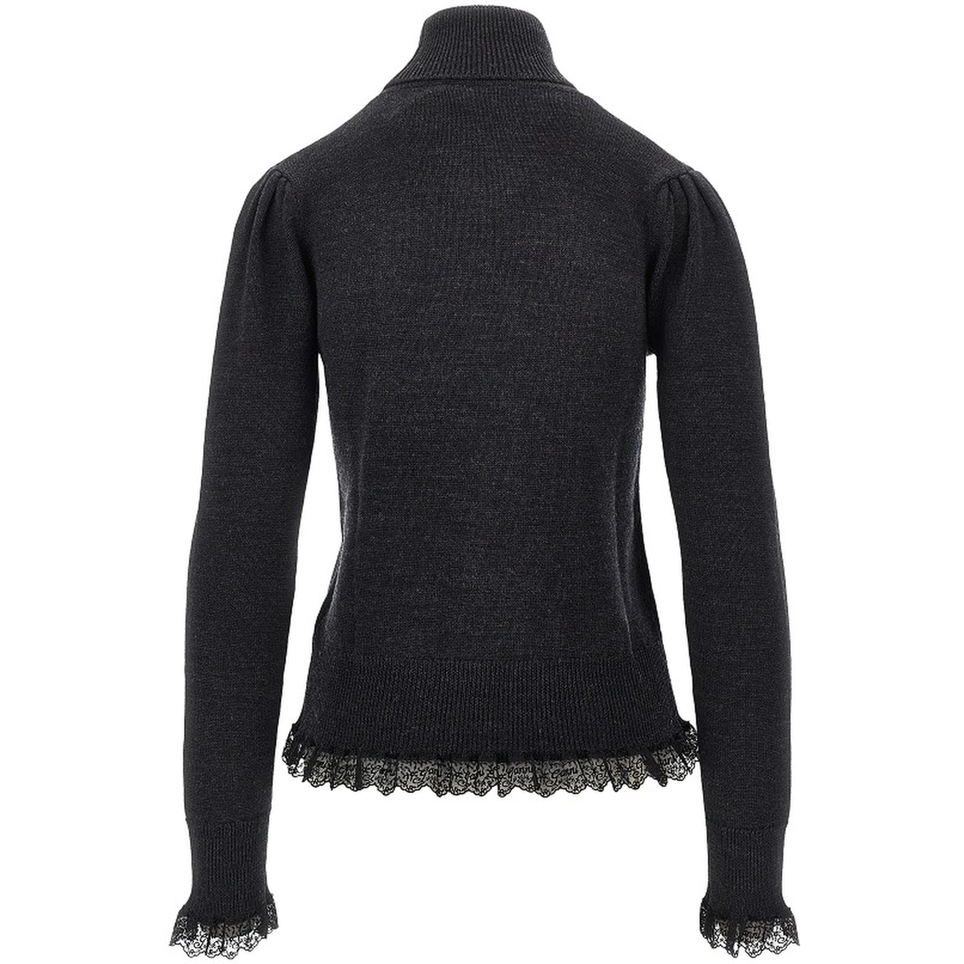 Merino wool sweater with lace trimming