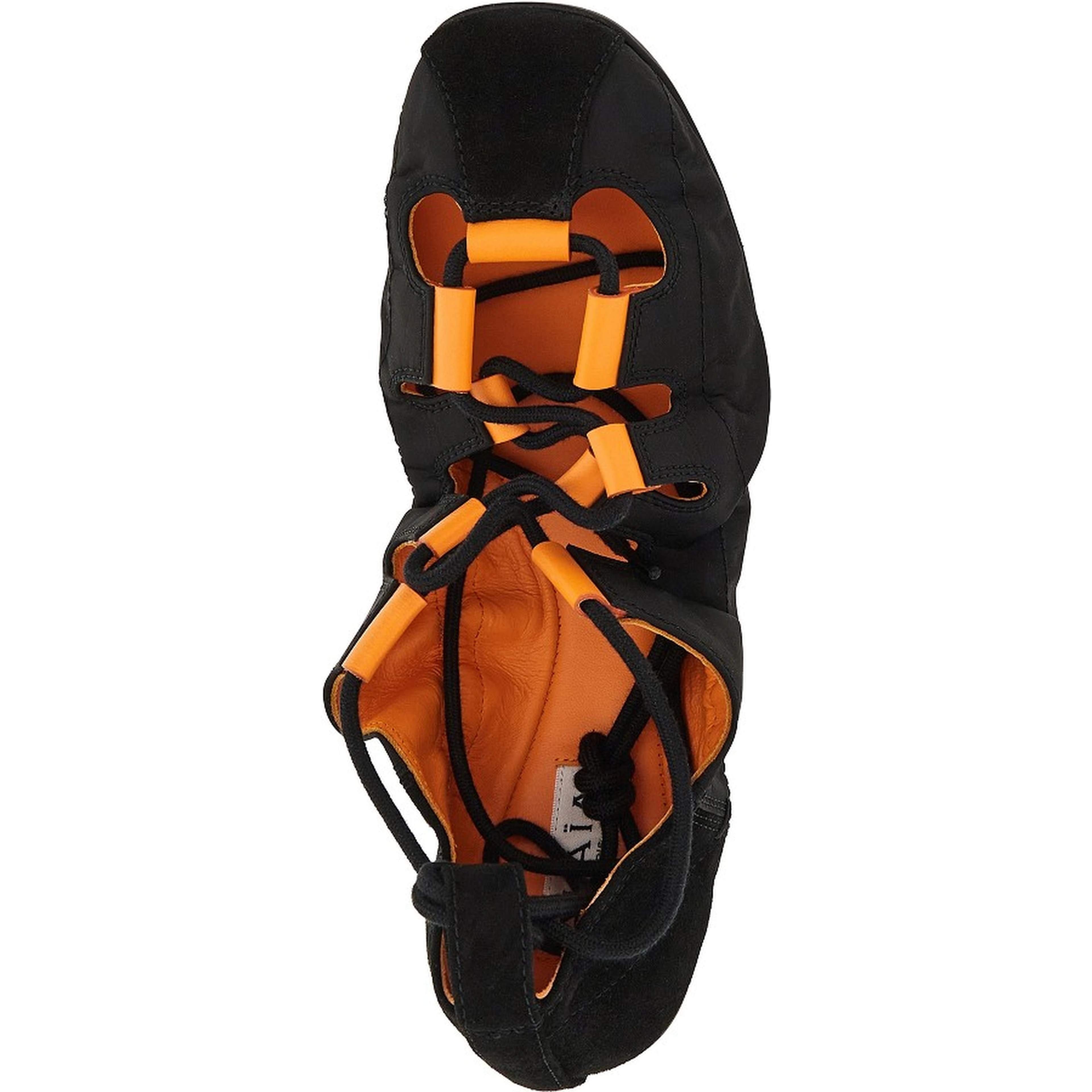Nylon and suede leather laced ballerinas