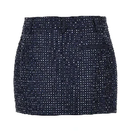 Gabardine mini skirt with rhinestones