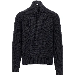 Padded nylon and wool cardigan