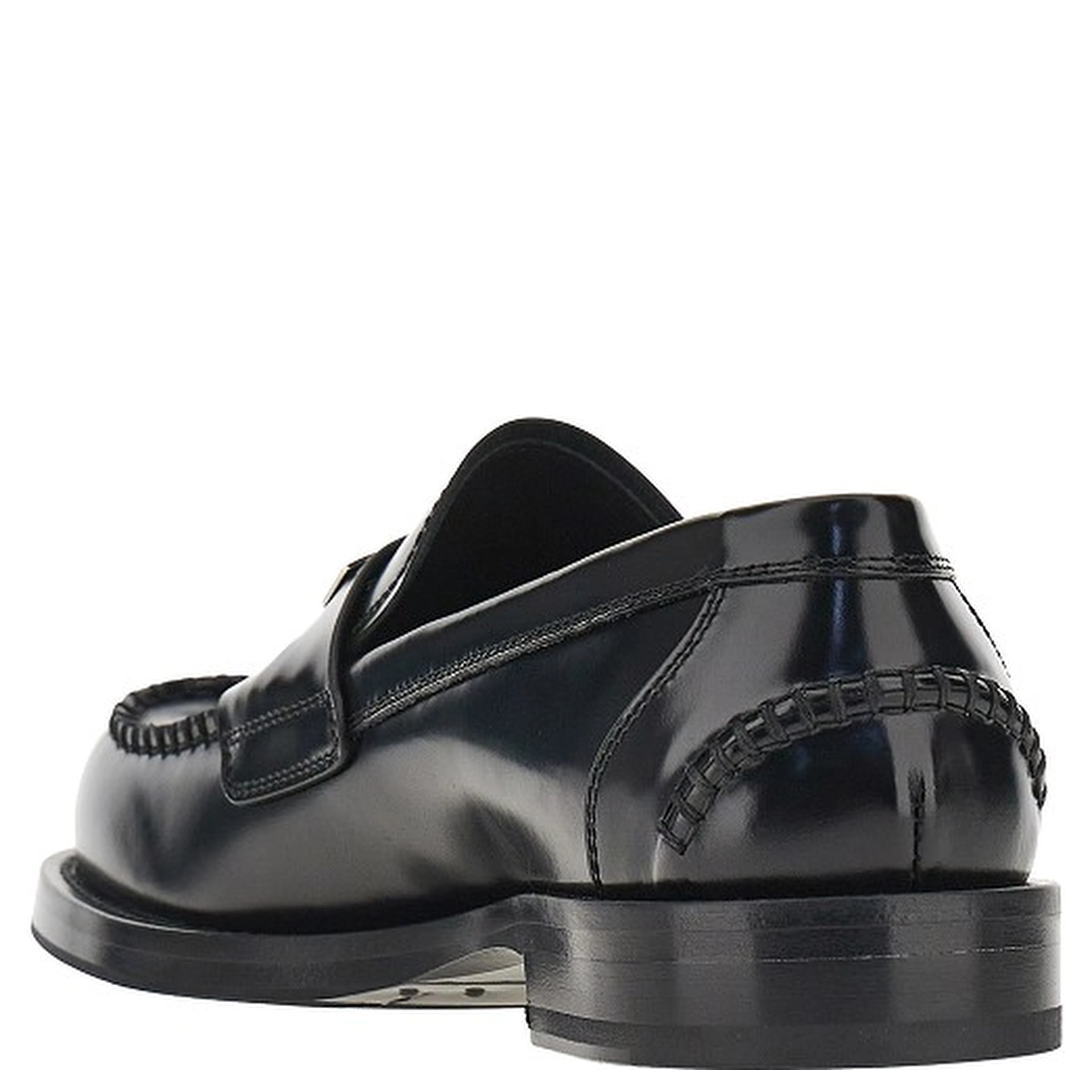 Logo plate leather loafers