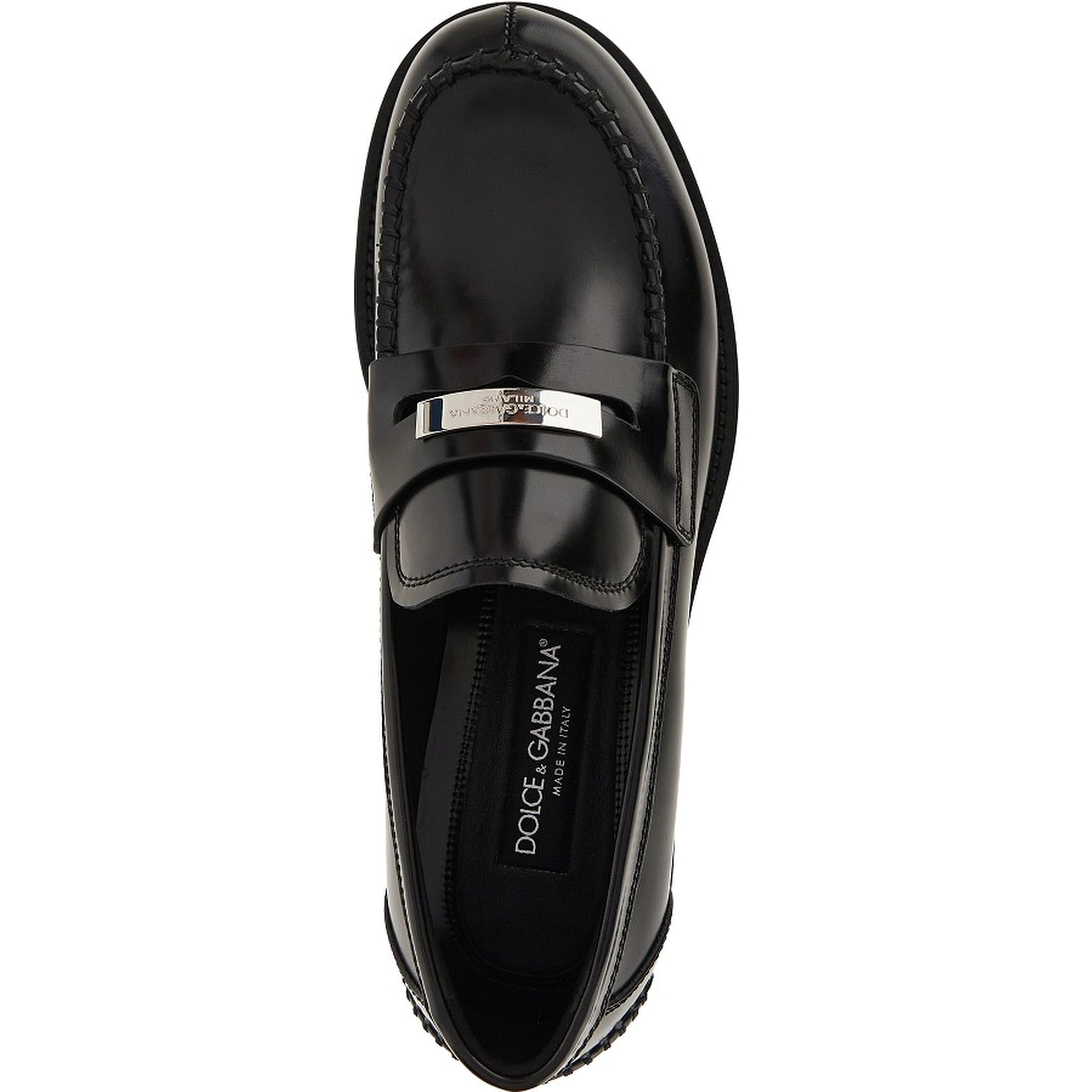 Logo plate leather loafers