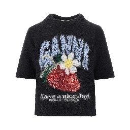 Wool-blend knitted top