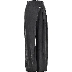 Wrap-over twill pants