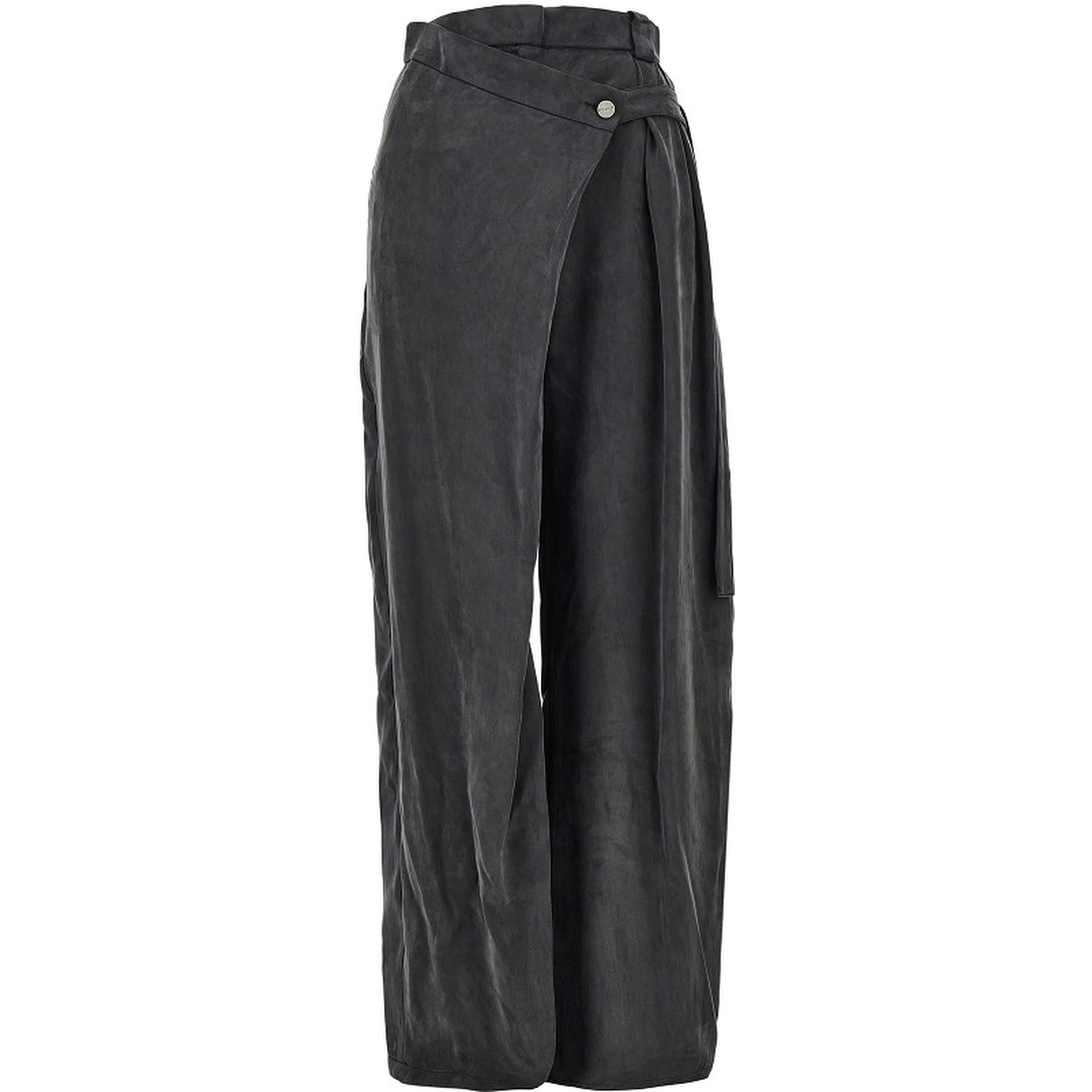 Wrap-over twill pants
