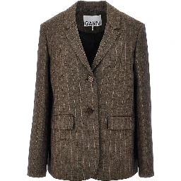 Wool jacket with pinstriped motif
