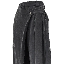 Wrap-over twill pants