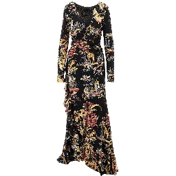 Stretch viscose long dress with print