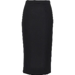 Stretch wool midi skirt
