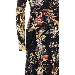 Stretch viscose long dress with print