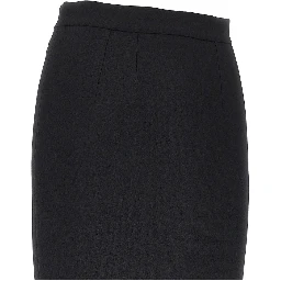 Stretch wool midi skirt