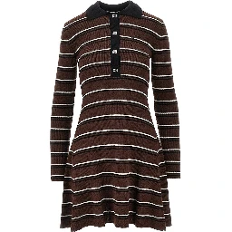Knitted short dress with striped motif