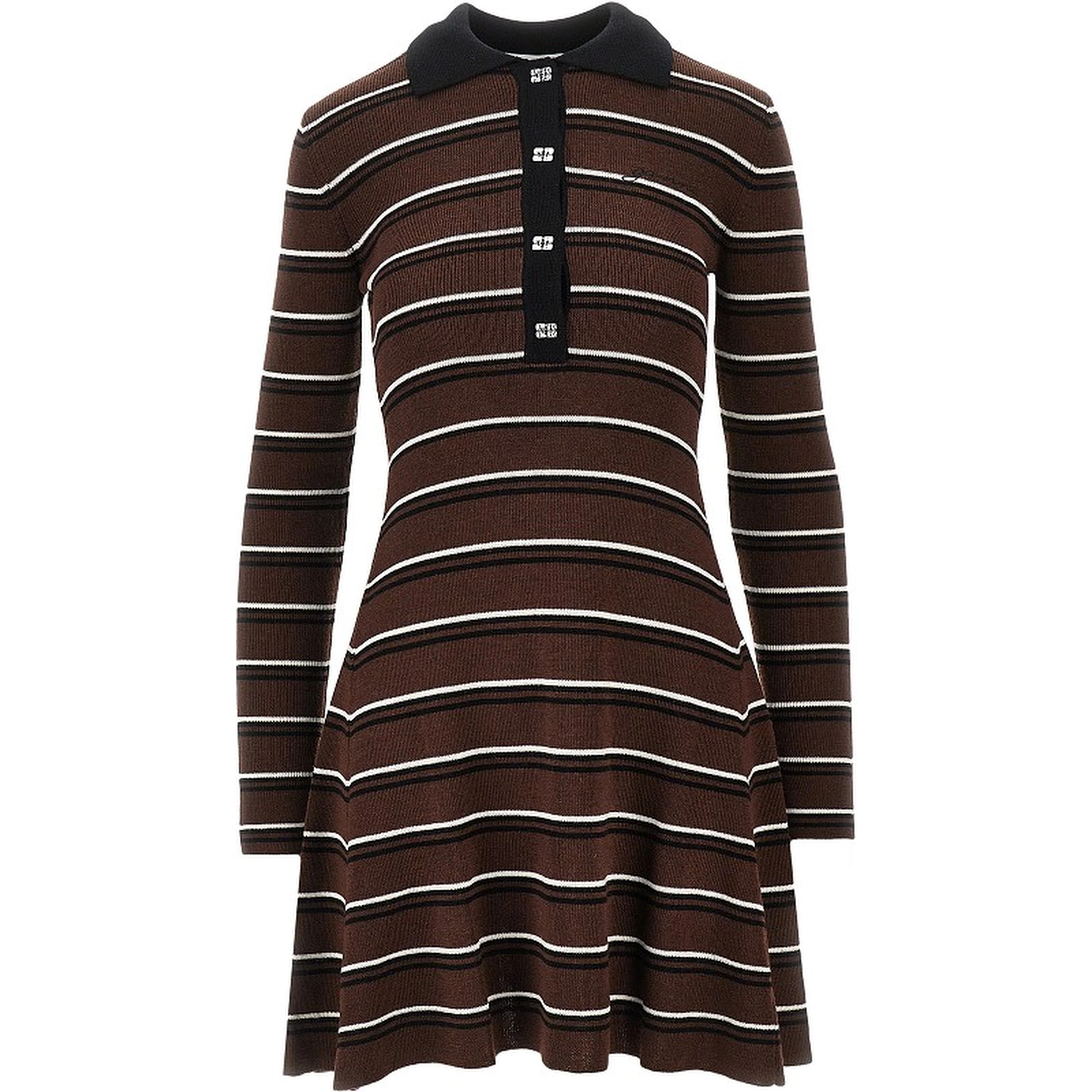 Knitted short dress with striped motif