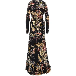 Stretch viscose long dress with print