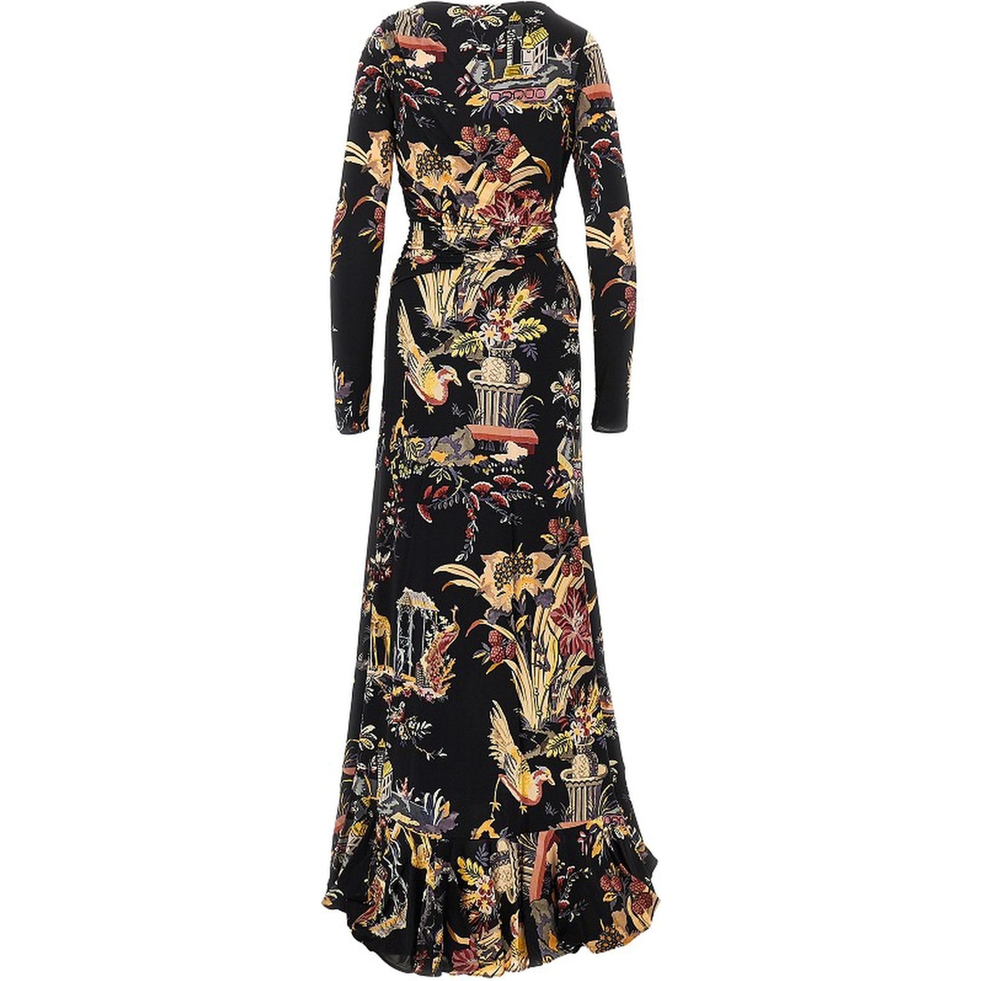 Stretch viscose long dress with print