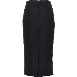 Stretch wool midi skirt