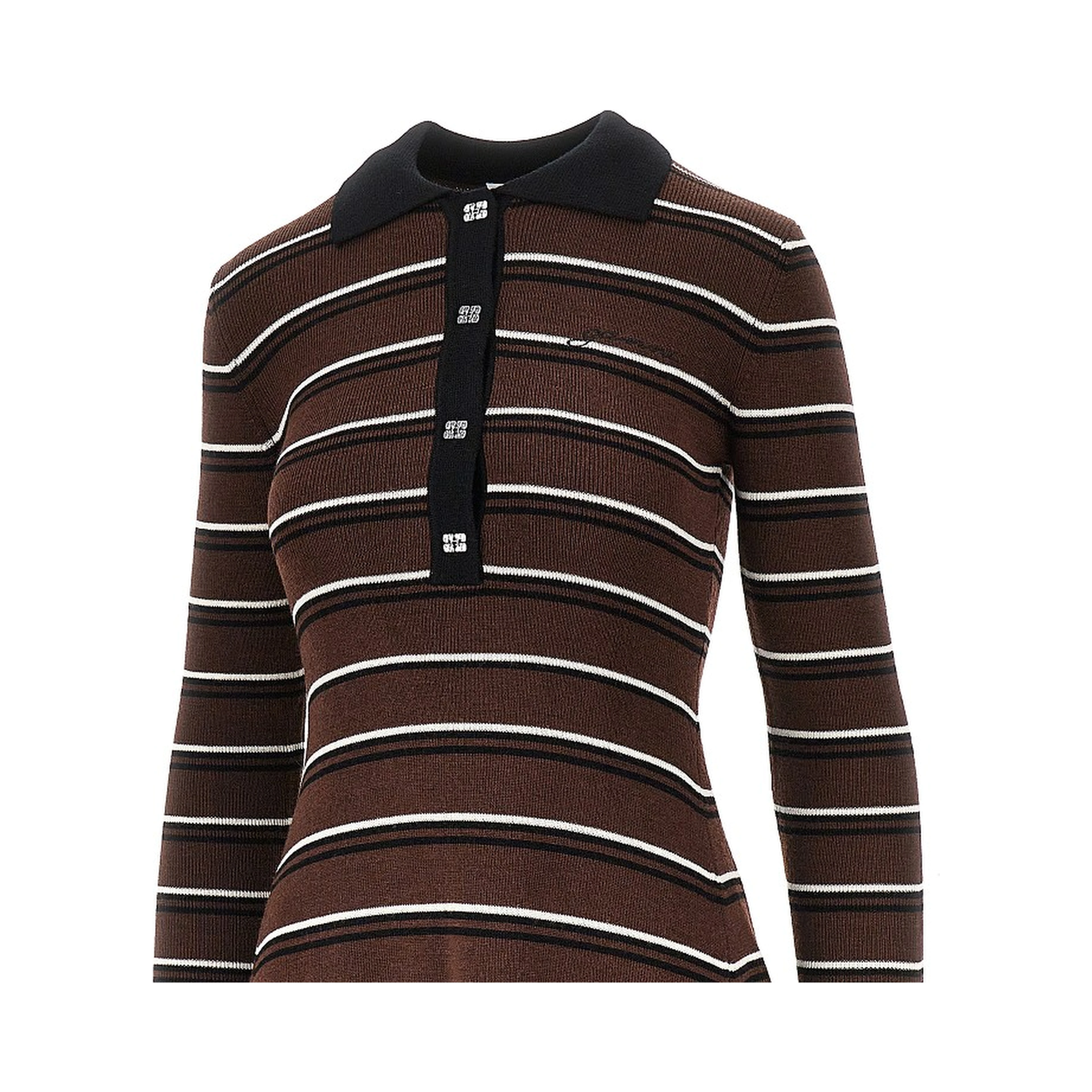 Knitted short dress with striped motif
