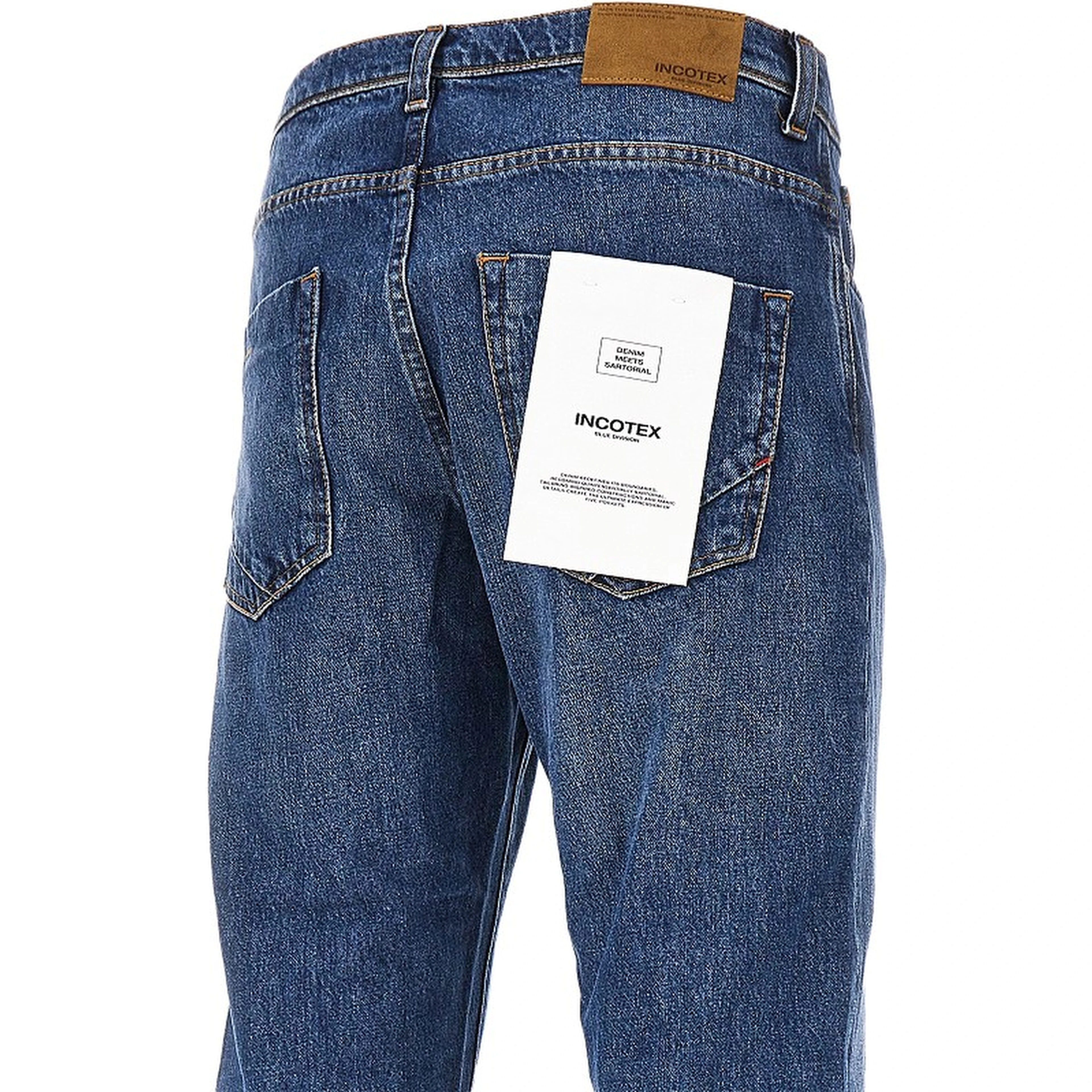 Cotton denim tapered fit jeans