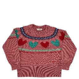 Hearts motif wool-blend sweater