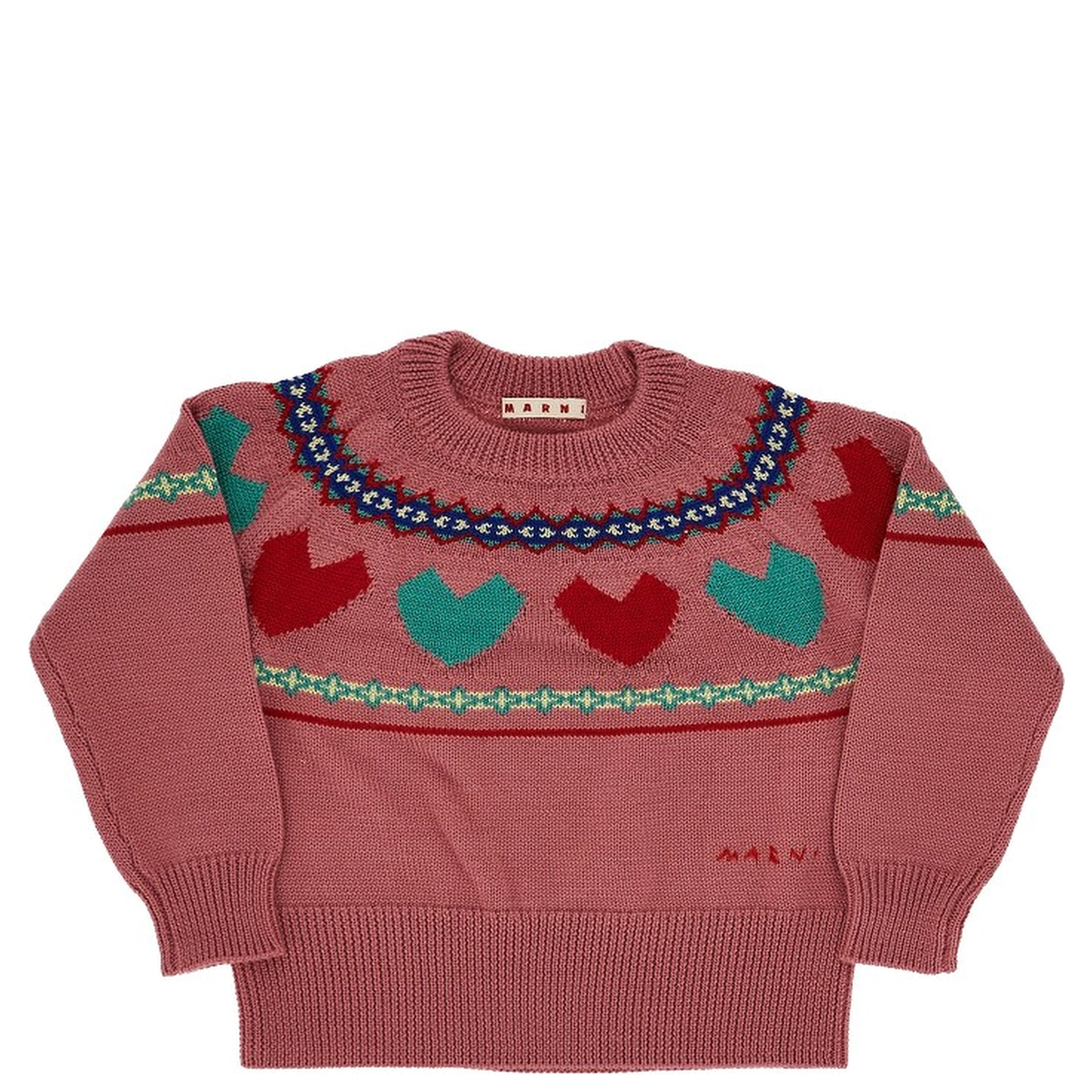 Hearts motif wool-blend sweater