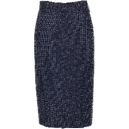 Strass-embellished wrap-over midi skirt