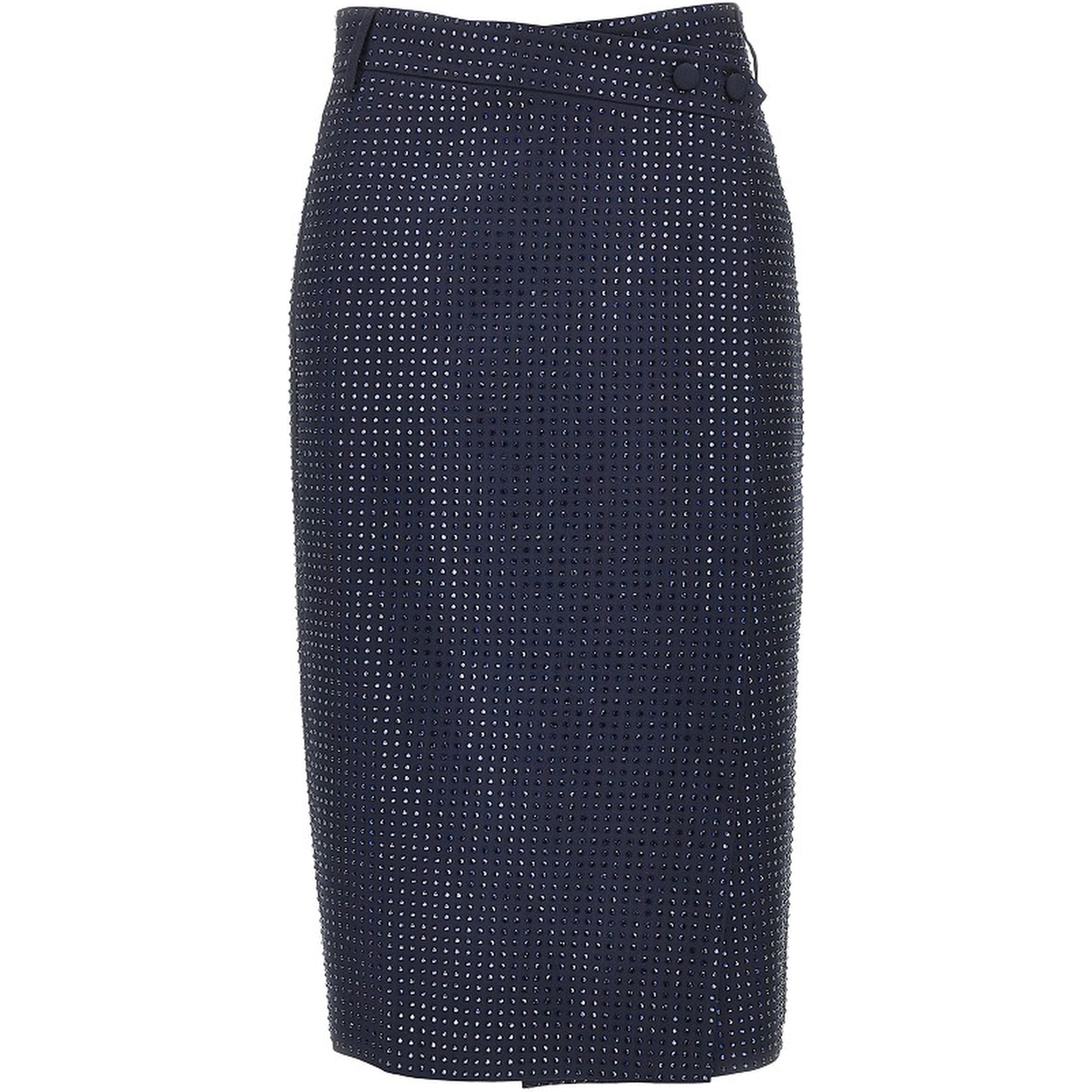 Strass-embellished wrap-over midi skirt