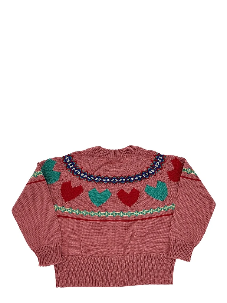 Hearts motif wool-blend sweater alternative