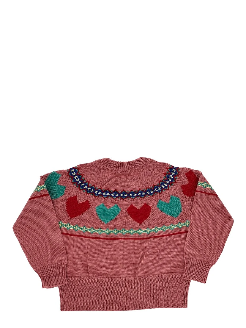 Hearts motif wool-blend sweater