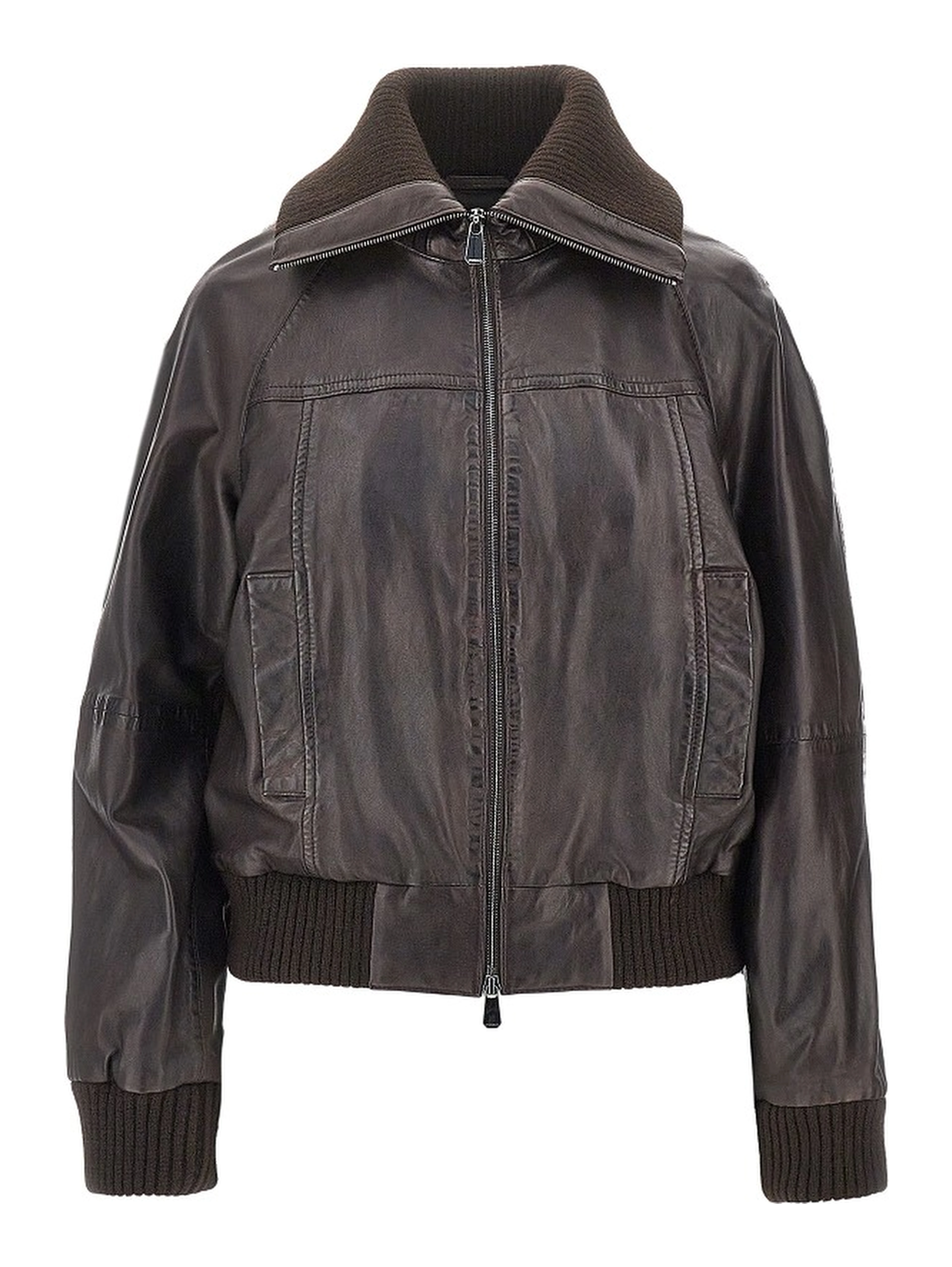 Washed leather bomber jacket