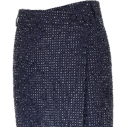 Strass-embellished wrap-over midi skirt