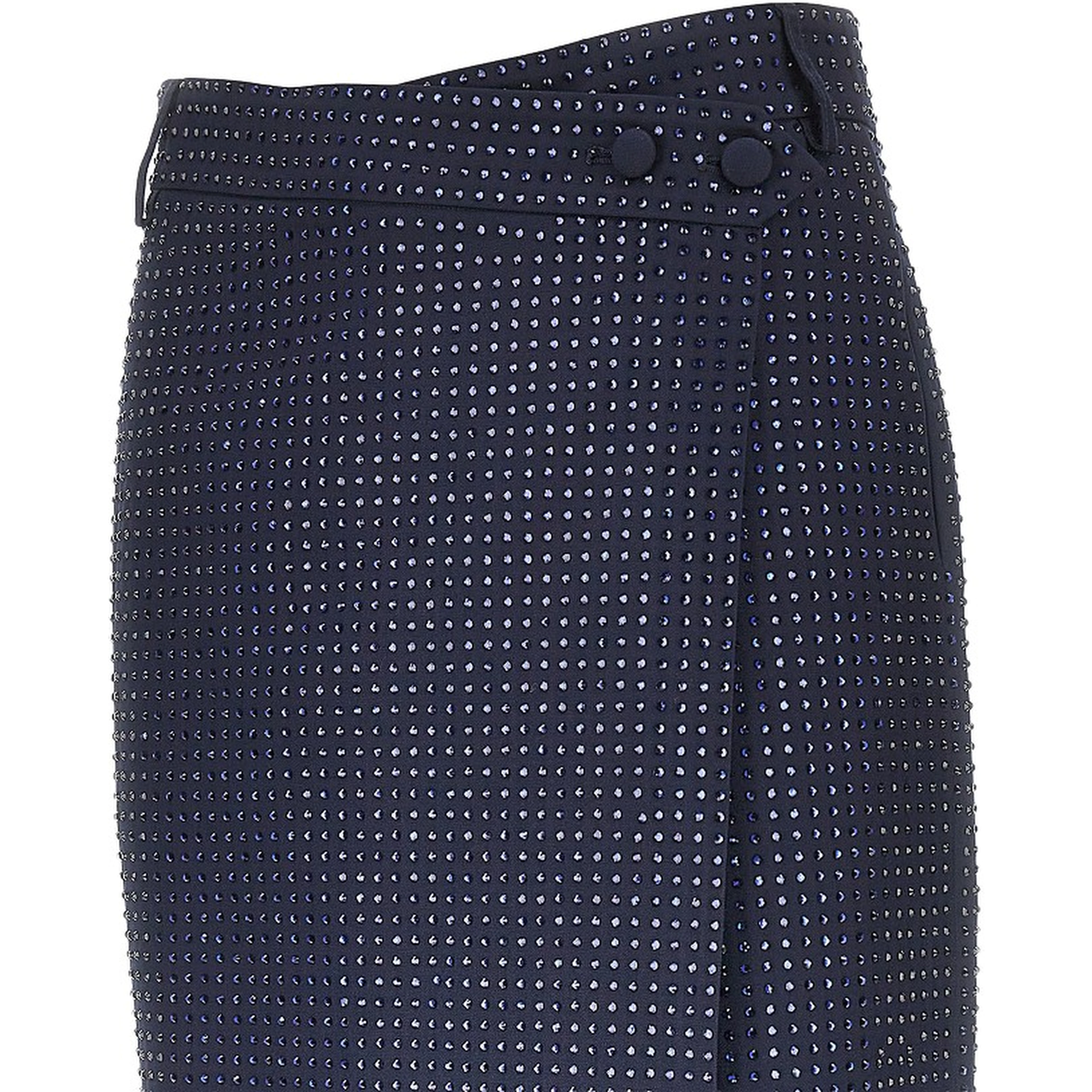 Strass-embellished wrap-over midi skirt