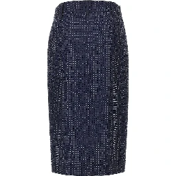 Strass-embellished wrap-over midi skirt