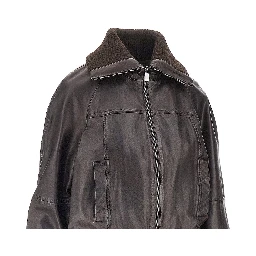 Washed leather bomber jacket
