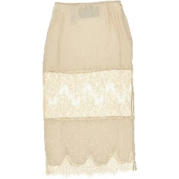 Jacquard and lace midi skirt